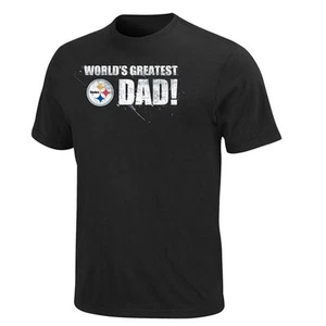 Pittsburgh Steelers World's Greatest Dad Black Distressed Graphics TShirt -Small - Picture 1 of 1