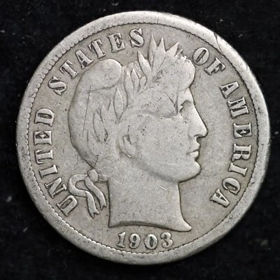 1903-O Barber Silver Dime FINE RARE OLD COIN B378 QO - Image 1 of 2