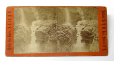 Rainbow Falls Watkins Glen NY Stereoview Photo c1880 S G & C Railroad Waterfall