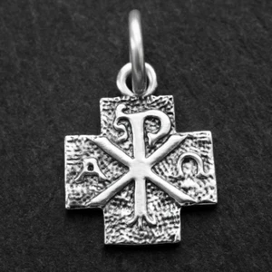 925 Sterling Silver Alpha & Omega Cross Dove Olive Pendant Charm For Necklace - Picture 1 of 8