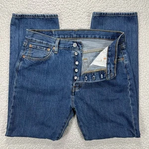 Levi’s 501 Jeans Men’s 33x30 (Actual 33x27) Blue Straight Button Fly Grunge - Picture 1 of 10