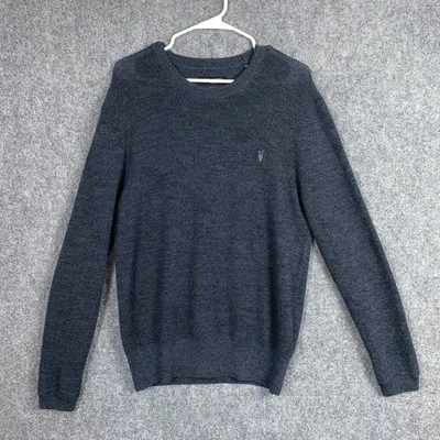 Suéter AllSaints Para Hombre Talla L Azul Lana Merino Preppy Informal Fecha de Negocios Foto 1 de 4