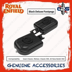 Black Deluxe Footpegs for Royal Enfield Meteor 350 Classic 350 KXA00031 - Picture 1 of 6