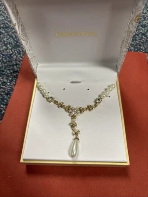 Collar Lariat Charter Club tono dorado cristal y perlas de imitación nuevo en caja Foto 1 de 3