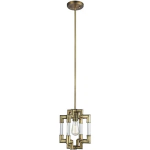 ELK Lighting 69204/1 Brandon Mini Pendant Classic Brass with Clear - Picture 1 of 7