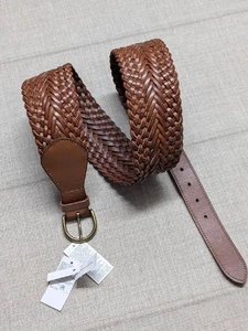 nuevo BANANA REPUBLIC Cinturón Trenzado CORSET CUERO VACUNO 40 MARRÓN TEJIDO ANCHO - Imagen 1 de 10