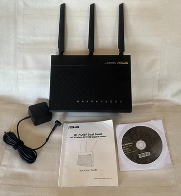 NICE ASUS RT-AC68P AC1900 1300 Mbps 4 Port Dual-Band Gigabit Wireless AC Router - Image 1 of 4