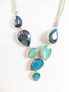 Kenneth Cole N.Y. Blue Multi Stone Silver-Tone Y Drop Necklace - Picture 1 of 3