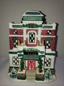VINTAGE 1994 SEASONAL SPECIALTIES " COMMONWEALTH BANK " PORCELAIN LIGHTED HOUSE - Picture 1 of 12