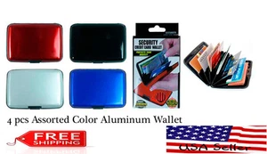 4 pcs Waterproof Business ID Credit Card Wallet Aluminum Metal Pocket Case  - Picture 1 of 1