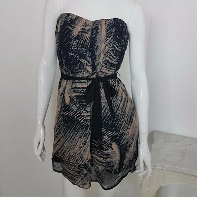 Wish Size 8 Women's Black Brown Sweetheart Strapless Mini Dress - image 1 of 4