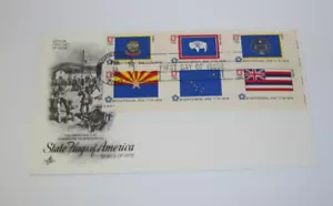1976 FDC Washington D.C. State Flags of United States ID WY UT AZ AK HI Stamps - Picture 1 of 1