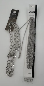 Lot of 2 Jewelry Making Chains Blue moon WM 100" MTL Fine Cable Sil & 22" Cousin - Picture 1 of 6