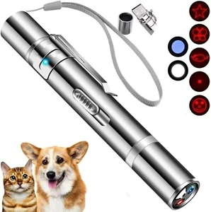 Cat Laser Pointer Toy Dog 7 Adjustable Pattern Long Range Lazer Toy USB Recharge - Picture 1 of 7