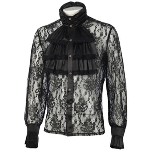 Camisa para hombre de encaje transparente con volantes medieval gótica steampunk vintage - Imagen 1 de 10
