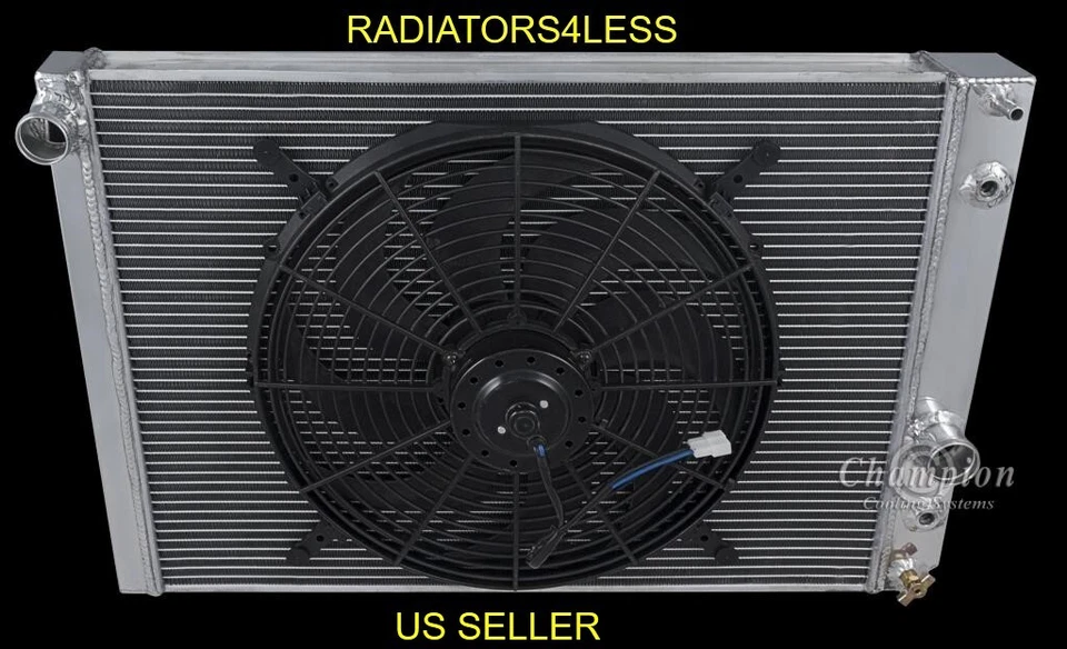 NUEVO RADIADOR CHAMPION 3 FILAS TODO ALUMINIO CON VENTILADOR 16" CHEVY CORVETTE 1991-1996 Foto 1 de 3
