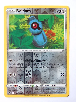 Beldum 116/185 (NM, Pokemon Card, Vivid Voltage, 2020, Metal, Reverse Holo) - Image 1 of 2