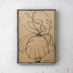 Minimalist Botanical Sketch 4*6in Simple Aesthetic Art Flower Ink Pencil Drawing - Picture 1 of 9