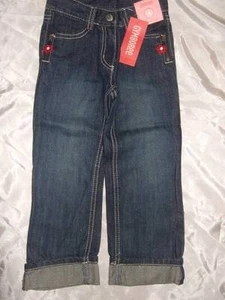 NWT Gymboree HOLIDAY PANDA Denim blue jeans pants Cuffed Adjustable waist 4 4T - Picture 1 of 3