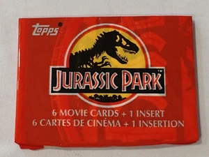 1992 Jurassic Park Trading Cards Topps Sealed Pack 8 Karten + Sticker Vintage - Bild 1 von 2