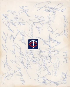 1977 Minnesota Twins Multi-signed Autographed Team Sheet 30 Signatures 3 HOF'ers - Picture 1 of 2