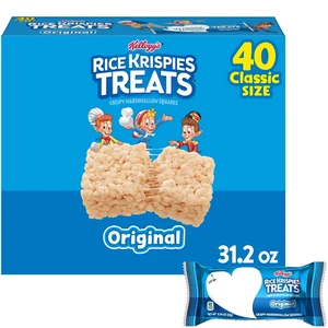 Crispy Marshmallow Squares, Kids Snacks, Snack Bars, Original, 31.2Oz Box (40 Ba - Picture 1 of 11