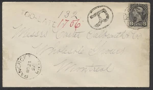 1897 Registered Cover Bancroft ONT to Montreal TOO-LATE RPO #44 8c SQ - Picture 1 of 2