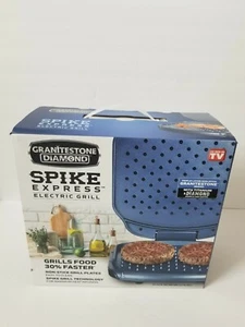 Granitestone Diamond Blue Ultra Nonstick Indoor Electric Grill Spike Express  - Picture 1 of 5