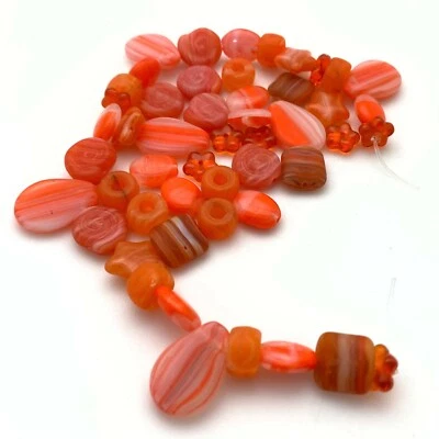 Opaque Multi-Shaped Orange Czech Glass Beads (8mm/12x18mm) (OCG22) - Image 1 of 4