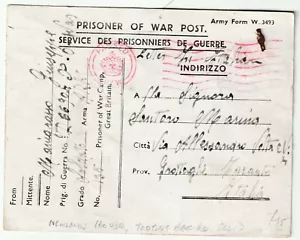 1945GB POW CAMP 135 SPENCERS LETTURA LEGNO BERKSHIRE - MILITARE - CARTA ALL'ITALIA - Foto 1 di 2