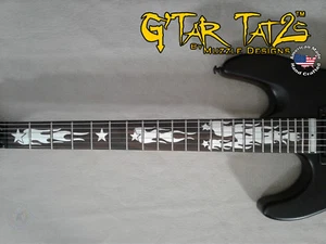 Flaming Star Sticker Decal Inlay - Aliminum for LEFT handed guitar 22-24 Fret - Picture 1 of 2