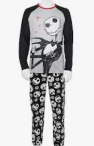 Nightmare Before Christmas Pajama SET Men’s XL Gray Jack Skellington Pumpkin - Picture 1 of 12