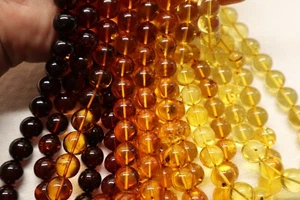 Natural Baltic Amber Beads, 7mm Round Lemon to Cherry Alluregem E3024 - Picture 1 of 10