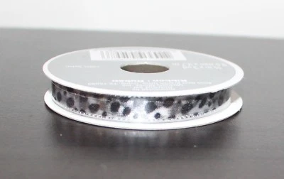 Ribbon Bow-tique Celebrate It 3/8"x 3 yards Silver Black Leopard Print S13 - Image 1 of 2