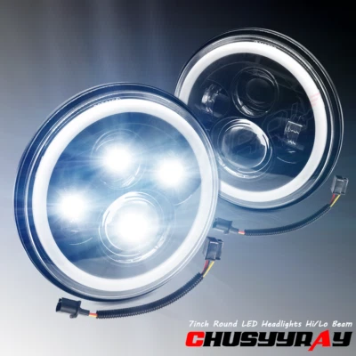 Fit Freightliner Century Class 7 inch Round LED Headlights Hi/Lo Beam Light Pair - Image 1 of 4