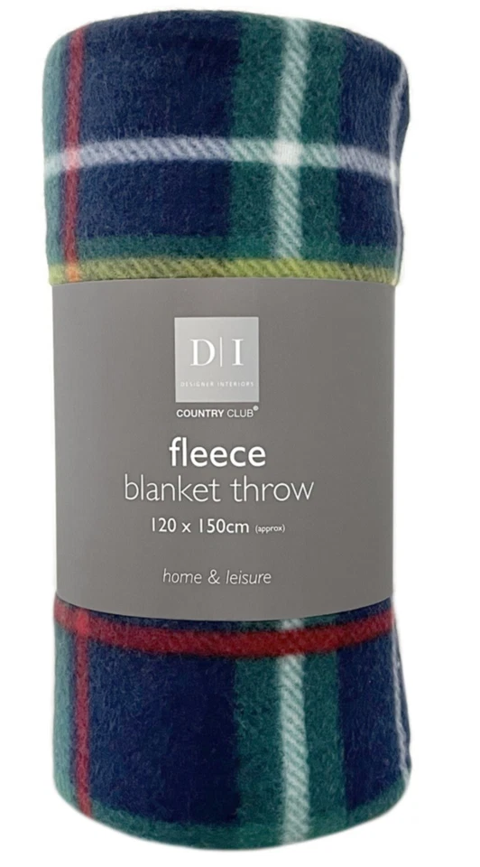 Balmoral Tartan Check Fleece Blanket Throw Sofa Bed Soft Throwover Navy & Green - Image 1 of 1