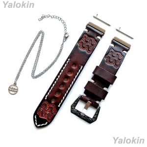 Aquarius Zodiac Set Embossed Brown Leather Band for Fitbit Versa and 25" Pendant - Picture 1 of 13