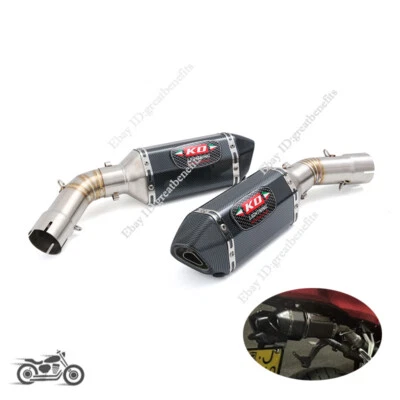 For Ducati 848 1098 1198 Exhaust Mid Link Pipe L&R Stainless Steel Muffler Tip - Image 1 of 4