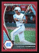 2021 Panini Prizm Draft Picks Justice Thompson Red Mojo #PDP180 North Carolina