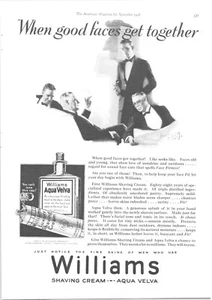 WILLIAMS AQUA VELVA Shaving Cream - 1928 Full-Page B&W Print Ad - Picture 1 of 3