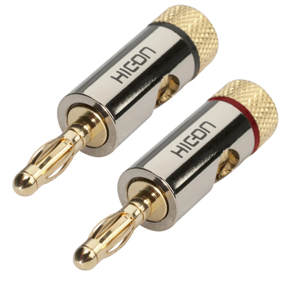 HICON HI-BM06 7 2mm Bananenstecker mit Universalklemme echtvergoldet 2er Set