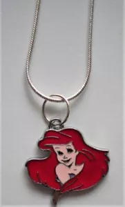 DISNEY LITTLE MERMAID PRINCESS ARIEL STERLING SILVER ENAMEL PENDANT NECKLACE - Picture 1 of 5