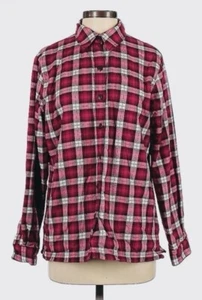 L.L. Bean Fleece Lined Flannel Shirt Women's Small Pink plaid Relaxed Shacket - Picture 1 of 4