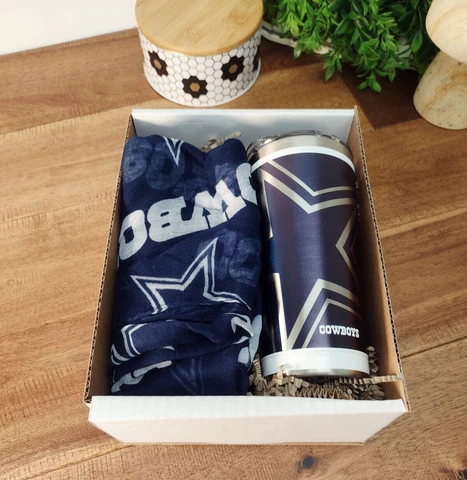 Dallas Cowboys Mother's Day Gift Box: Infinity Sheer Scarf + 30oz Tervis Tumbler Cover