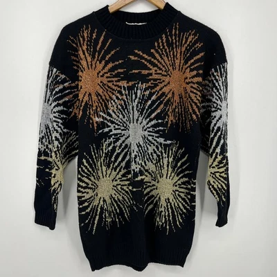 Suéter tejido Dana Scott para mujer talla S negro vintage brillante cuello falso Foto 1 de 4