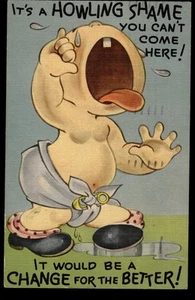 Vintage Post card Change for the better Baby Crying Humor - Imagen 1 de 2