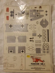Wilhelmshavener Modellbaubogen Fokker DR.1 Paper Model Vintage New - Picture 1 of 3