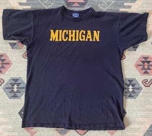 Vintage 80/90s Champion MICHIGAN T-Shirt Blue Short Sleeve Crew University XL - Picture 1 of 22