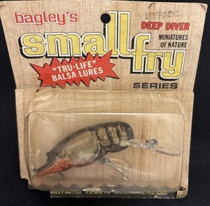Bagley's Vintage Small Fry 5DSF2-DCG Deep Crawfish Tru-Life Balsa Wood Lure NOS - Picture 1 of 7