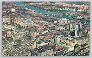 Aerial View Downtown Nashville Tennessee Cumberland River Postcard - Picture 1 of 2